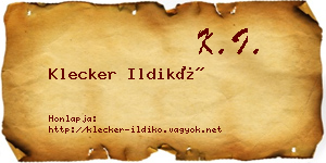 Klecker Ildikó névjegykártya